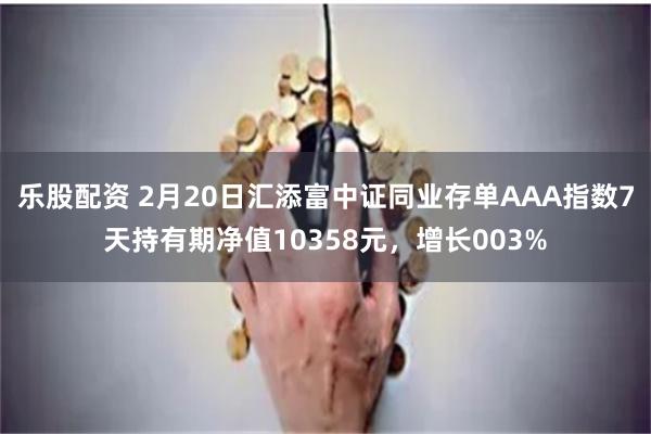 乐股配资 2月20日汇添富中证同业存单AAA指数7天持有期净值10358元，增长003%